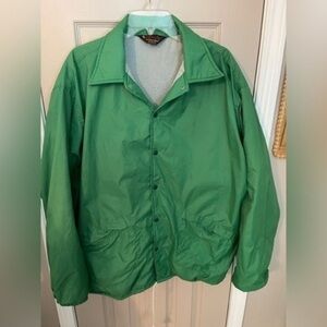 Dunbrooke Pro-Jac vintage Kelly green flannel lined nylon windbreaker Size XL.